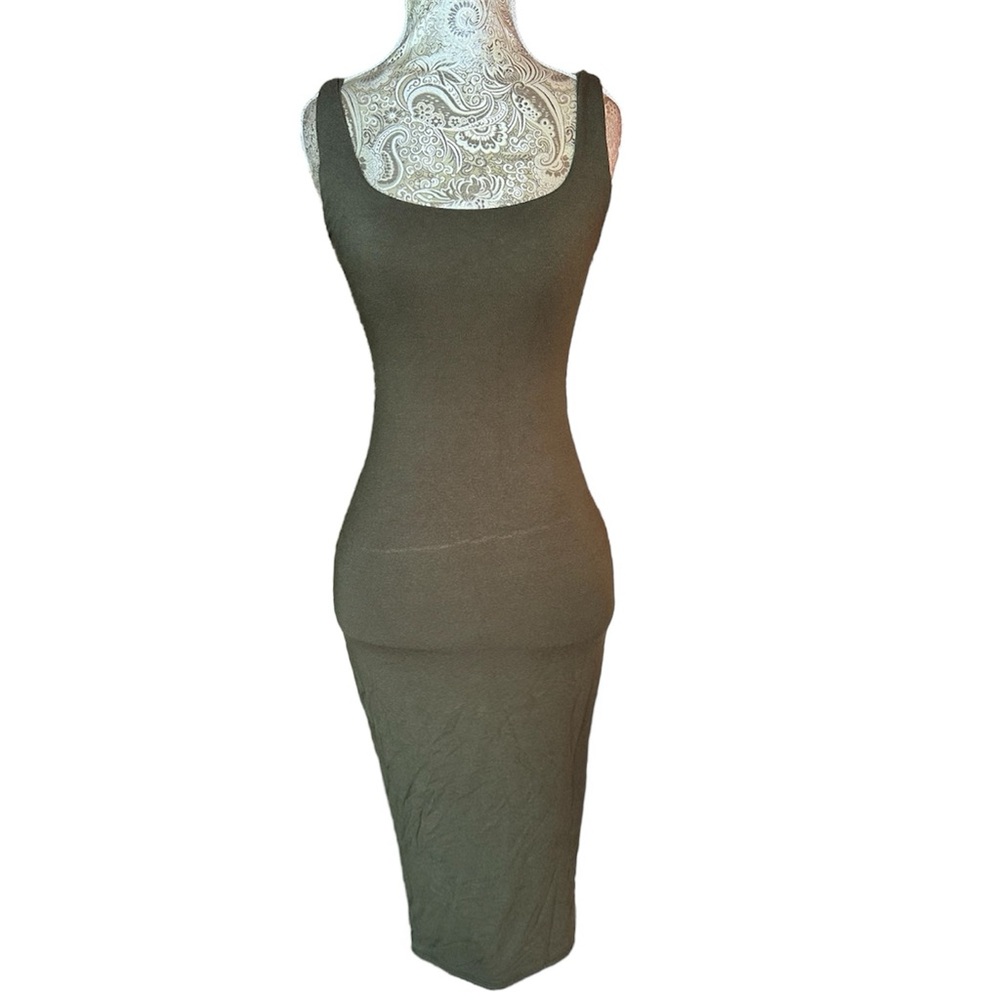 Naked Wardrobe Sexy Stretch Olive Midi Dress Beach Casual Vacation Size Medium
